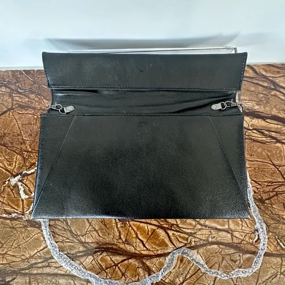 Aqua Metallic Foldover Clutch in Black - Picture 7 of 9